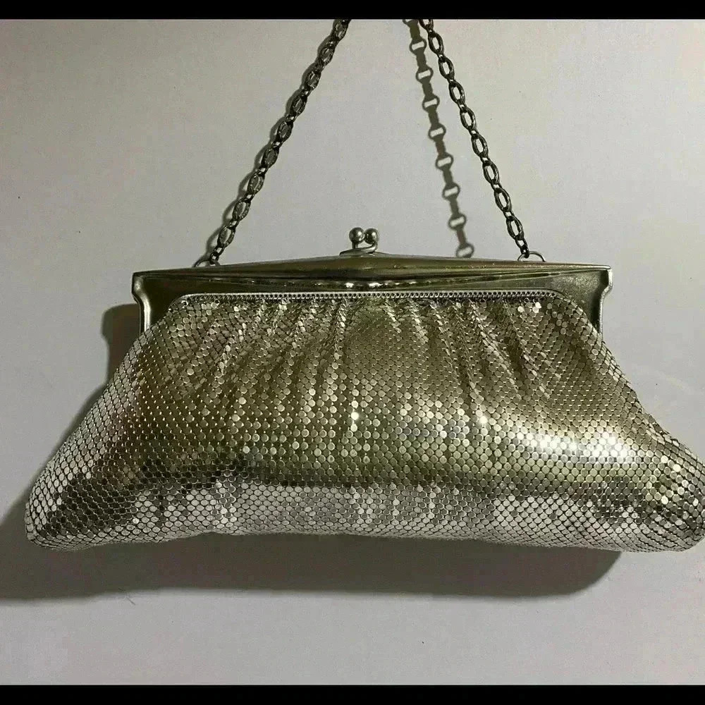 Whiting & Davis silver sequins evening bag